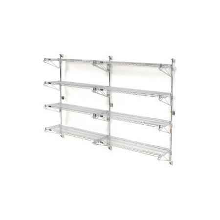Global Equipment Nexel Chrome Wall Mount Wire Shelving 24"W x 14"D x 63"H 4 - Shelf Add-On 798204